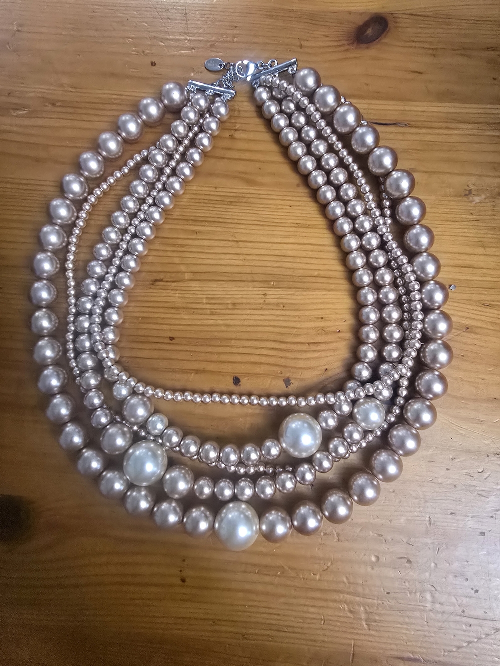 Multi-Strand Pearl Necklace in Champagne